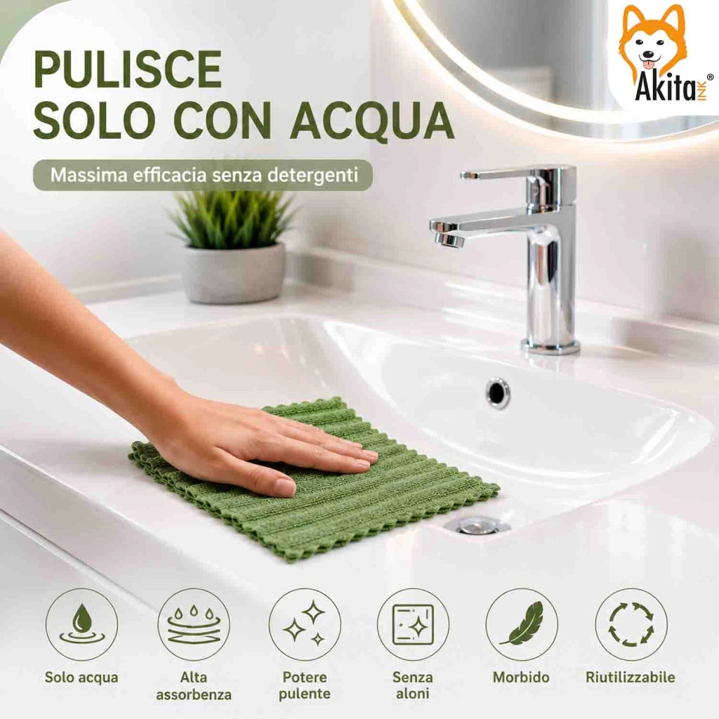 Akitaink 3 Panni in Microfibra Bagno 38x35 cm