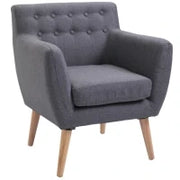 Poltrona Imbottita Moderna, Poltroncina da Camera Soggiorno con Braccioli Tessuto Legno 68 × 58.5 × 76cm Grigio Chiaro