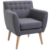 Poltrona Imbottita Moderna, Poltroncina da Camera Soggiorno con Braccioli Tessuto Legno 68 × 58.5 × 76cm Grigio Chiaro