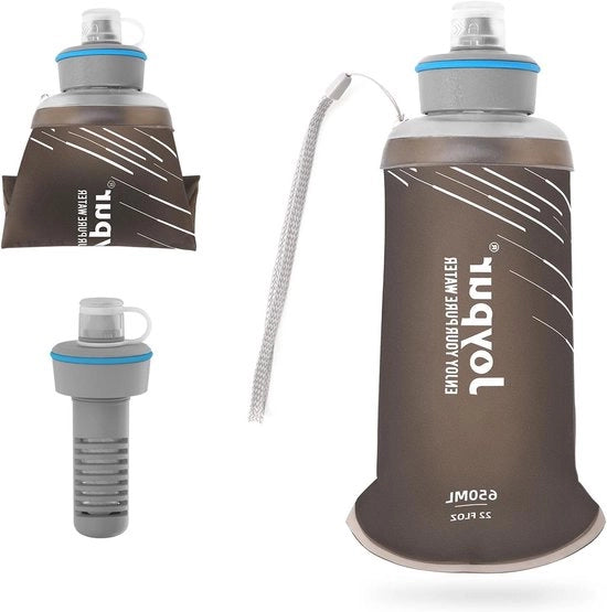 Ottimale Bicchiere da Sopravvivenza per Campeggio con Filtro Pieghevole per Attività All'aperto Grigio 650 ml
