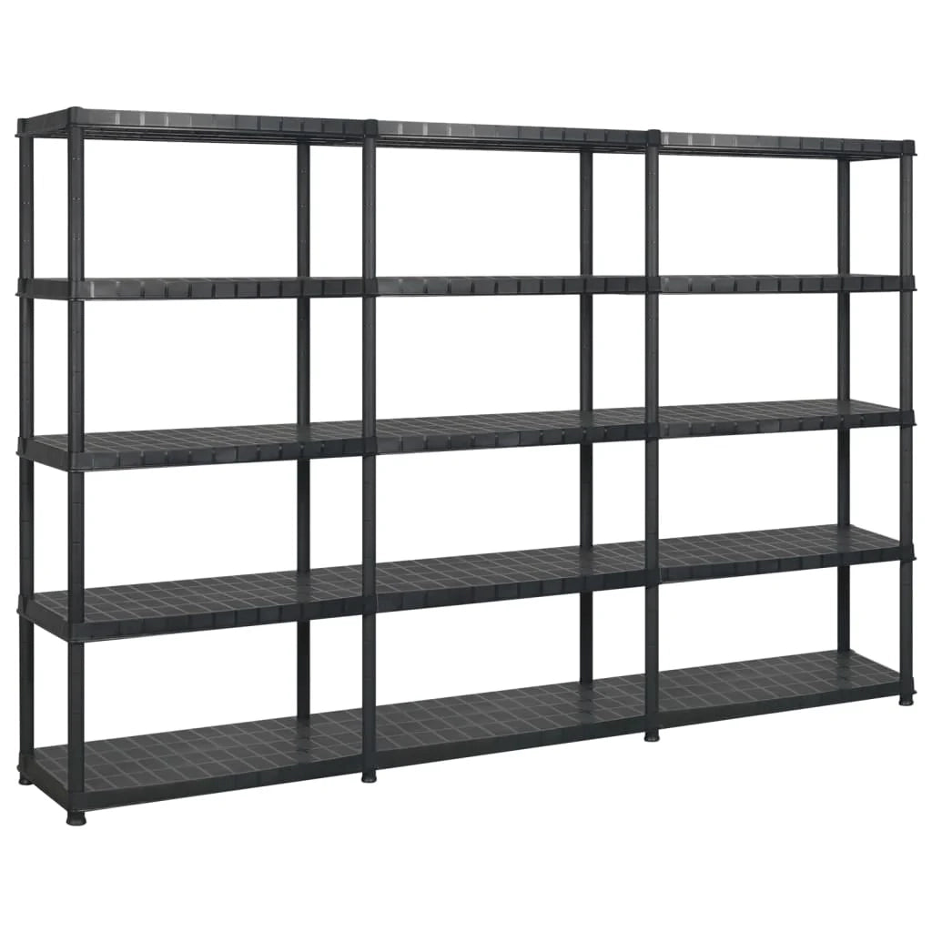 Scaffale portaoggetti a 5 ripiani 274,5 x 45,7 x 185 cm Plastica nera 02_0045693