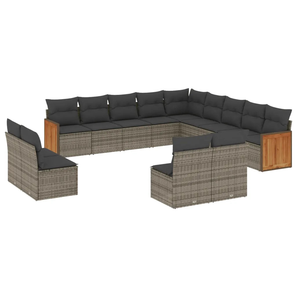 Set Divani da Giardino 13 pz con Cuscini Grigio in Polyrattan 3260569