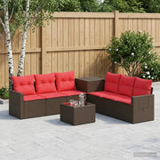 Set di divani 8 pz Marrone e Rosso Rattan sintetico e Acciaio 3448381