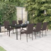 Set da Pranzo per Giardino 7 pz con Cuscini Marrone e Nero 3099387