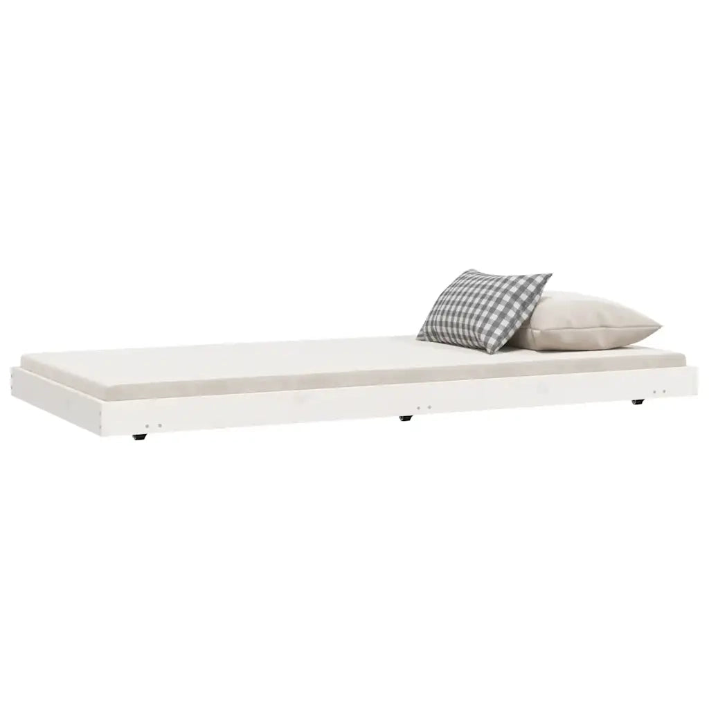 Letto senza Materasso-Struttura Letto Bianco 90x190 cm in Legno Massello Pino 684262