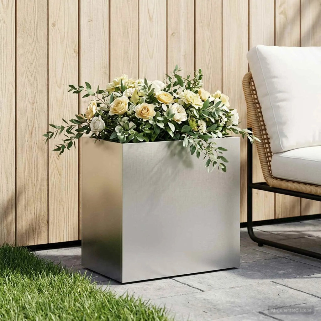 Vaso da giardino Argento 50 x 30 x 40 cm Acciaio Inox 8005520