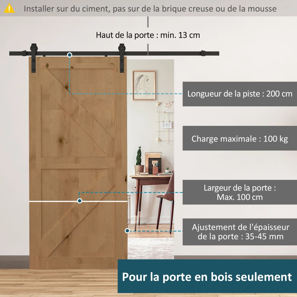 Kit porta scorrevole a scomparsa ¨C Xylo ¨C acciaio marrone scuro, spessore 35-45mm, larghezza max 100cm