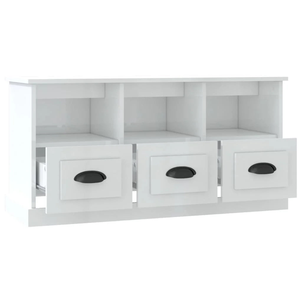Mobile TV multimediale mensola TV credenza TV sala da pranzo soggiorno camera da letto finitura lucida 100 x 35 x 50 cm legno ingegnerizzato bianco 02_0026978