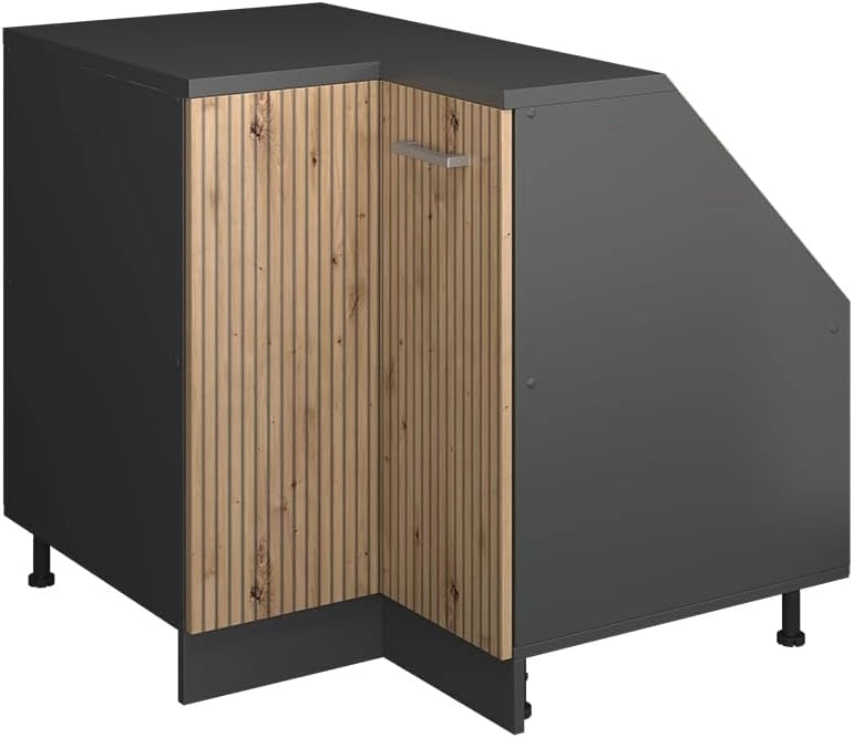 Mobile sottotetto Mobile angolare Rion, Rovere artigianale, 75.6 x 81.6 cm con 1 porta, carcassa dell’armadio profondità 60 cm, adatto per il salvaspazio sotto tetti spioventi