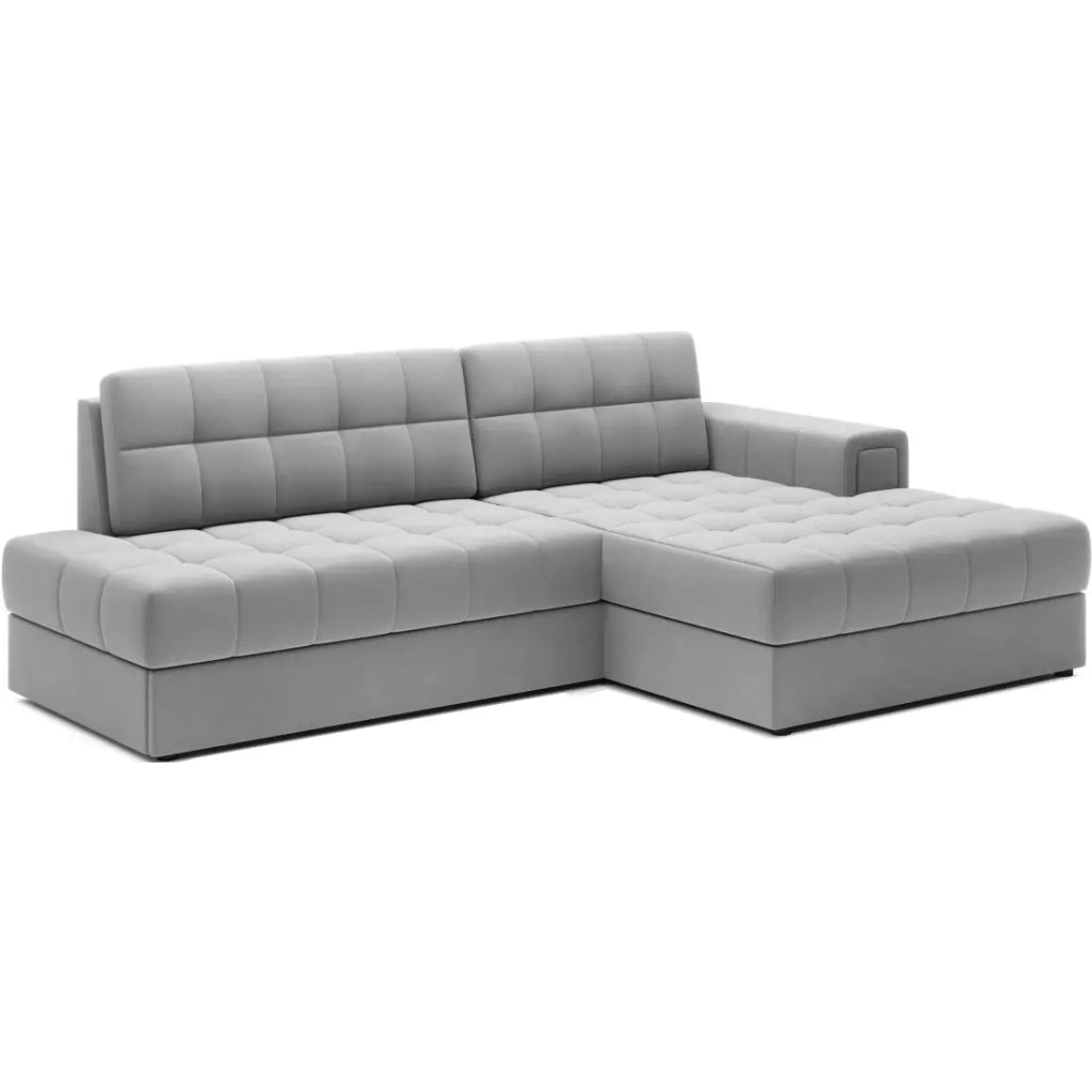 Divano angolare trasformabile CUBITO grigio 240 cm con contenitore e letto