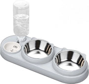 Set di Ciotole Elevate per Gatti e Piccoli Cani con Dispensatore di Acqua