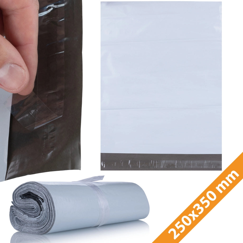 Buste per Spedizioni Bianche 250x350 mm 100 Pezzi – LDPE Resistente, Impermeabile, Sicurezza Dati e Prodotti