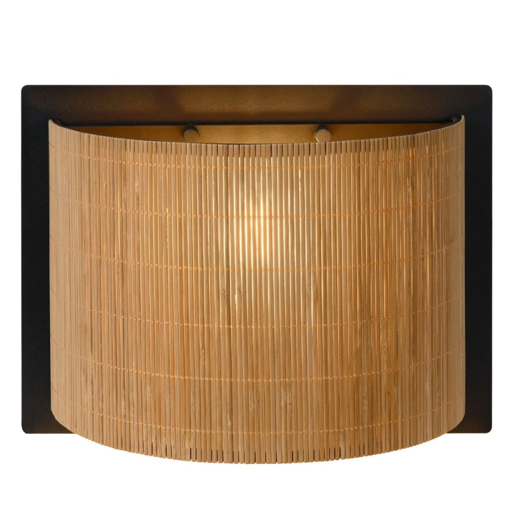 Applique Lucide Magius rattan/nero E27 1 luce 40W dimmerabile