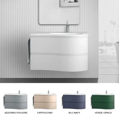 Mobile bagno sospeso 90 cm Melody bianco opaco con vasca a destra
