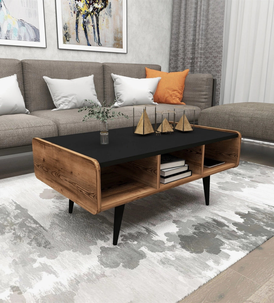 Tavolino da caffè in legno "Line" - 90 x 56 x 40 cm - Noce chiaro