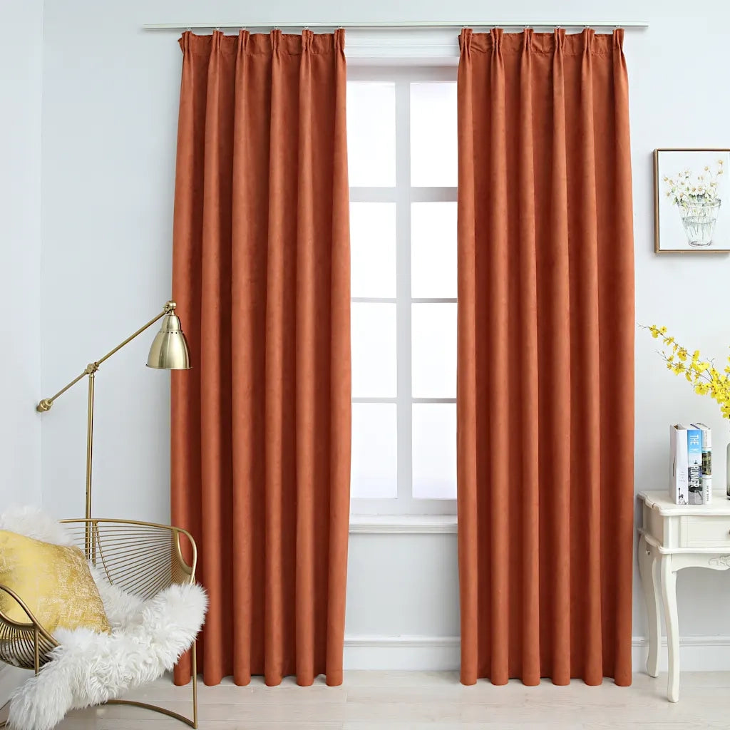 Tende Oscuranti | Tende Blackout con Ganci 2 pz Ruggine 140x225 cm