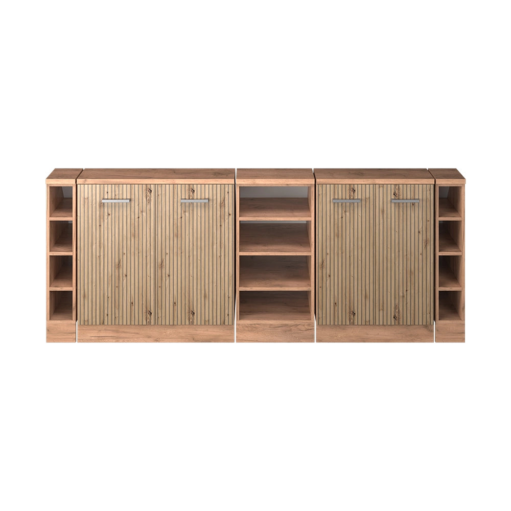 Set di mobili sottotetto Rion Rovere artigianale/Rovere dorato 210 cm Set di 5 carcasse armadio profondità 60 cm Vicco