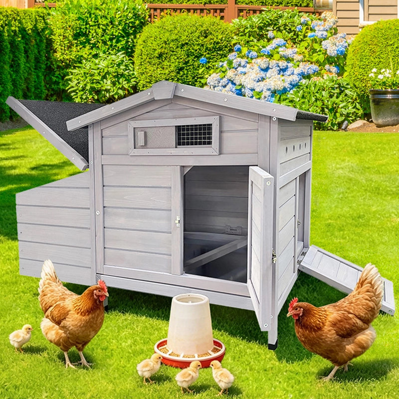 GABBIA PER GALLINE Rialzata 72x60x25,5 cm Legno Grigio Chiaro
