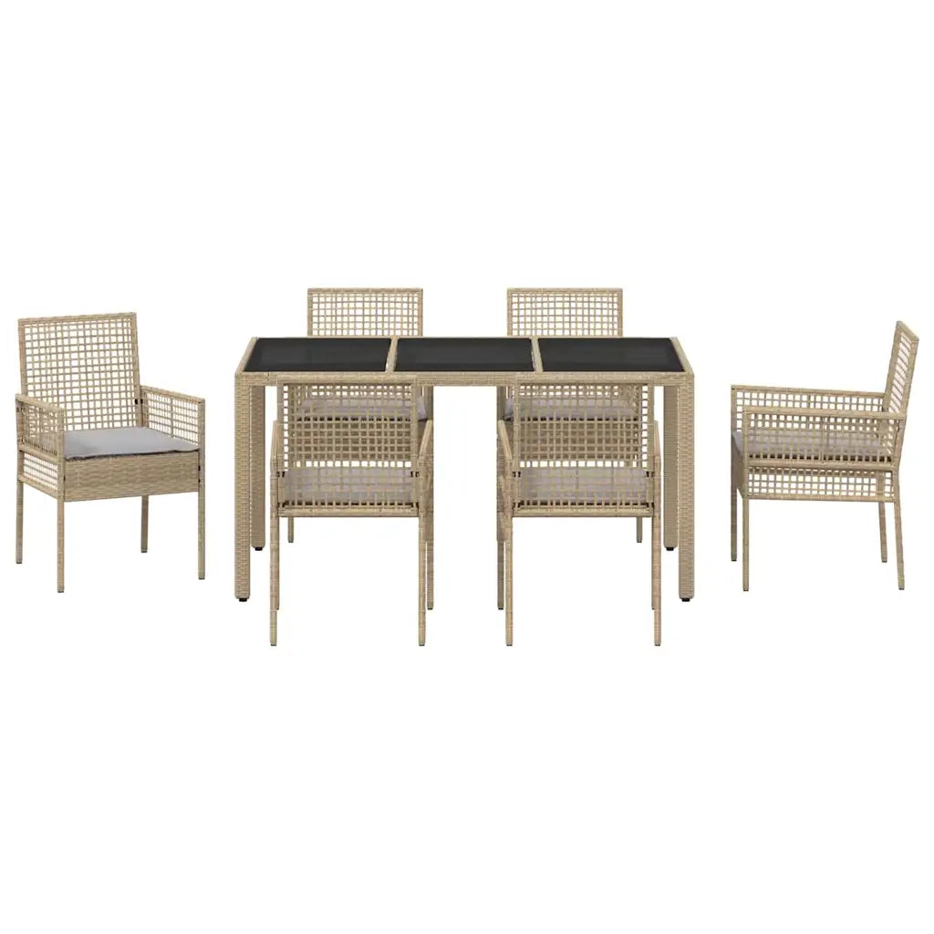 Set da Pranzo per Giardino 7 pcs Beige polyrattan 3334882