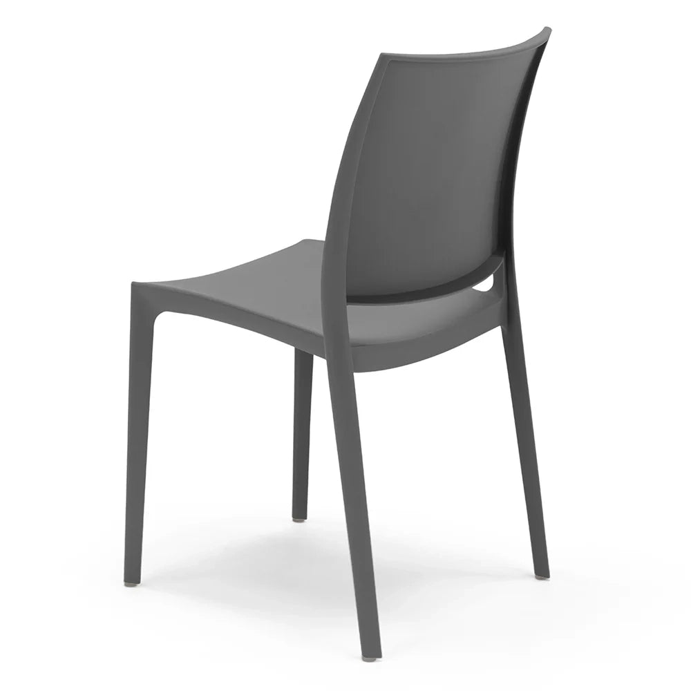 Sedia in polipropilene MOON impilabile resistente ai raggi UV design moderno per sala da pranzo, cucina, sala d’attesa, bar, ristoranti o da esterno, colore Grigio Metal