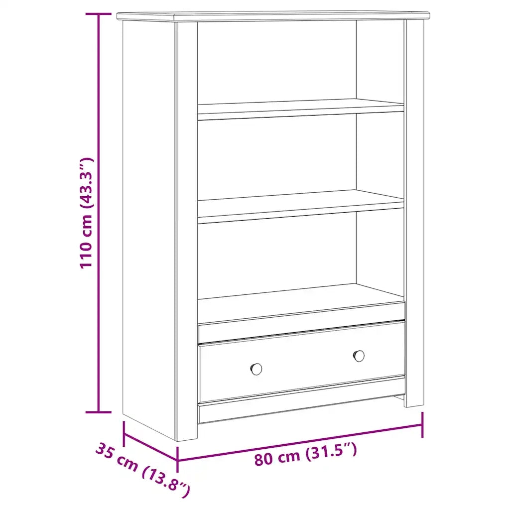Libreria-Scaffale per Libri-Mobile di Stoccaggio Bianca 80x35x110 cm in Pino Massello Panama Range