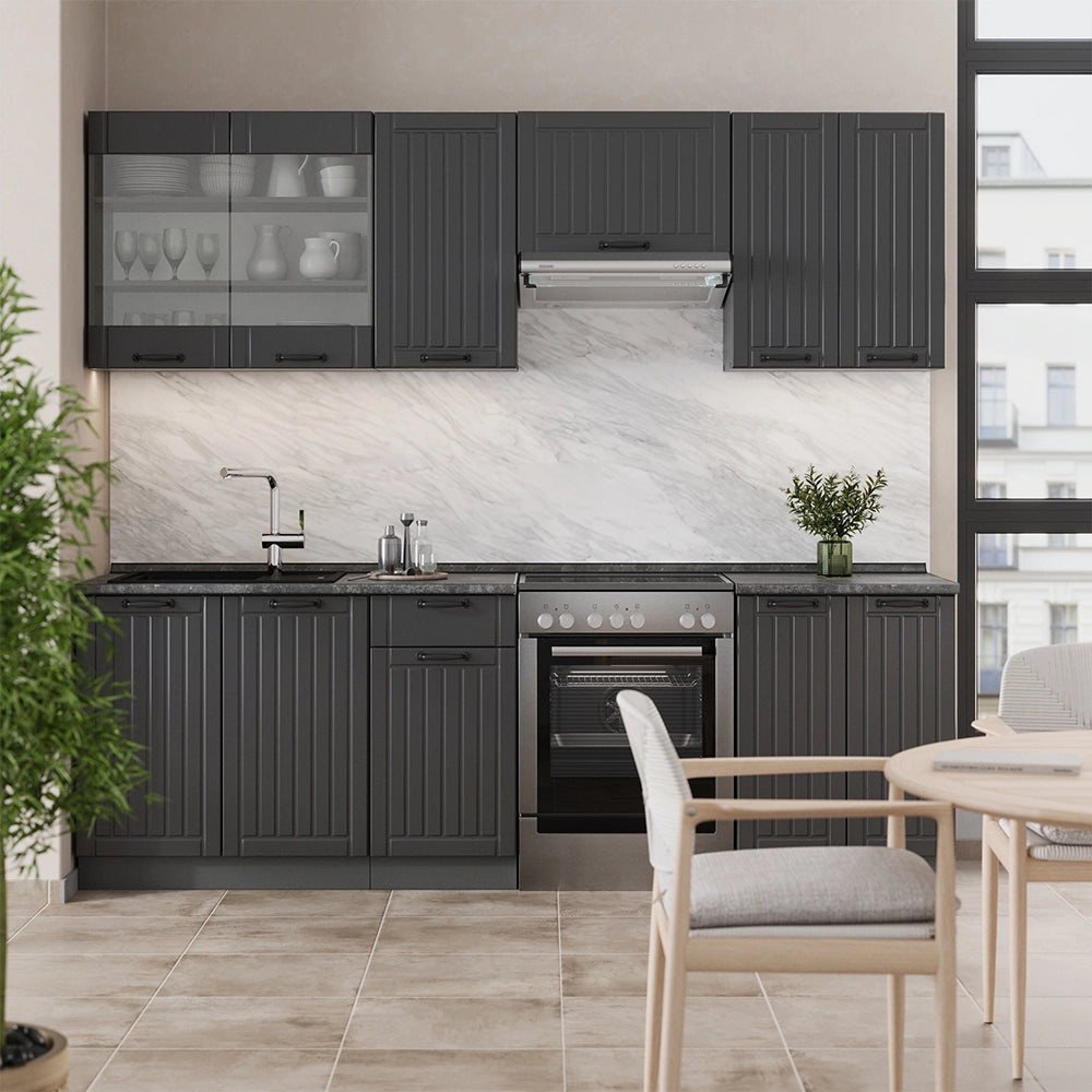 Cucina componibile Fame-Line Grigio scuro/Antracite 240 cm, PL Antracite Vicco