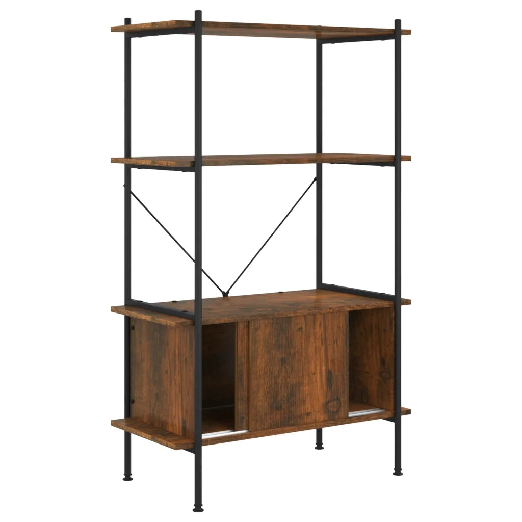 Scaffalatura 4 Livelli con Mobile 80x40x130 cm Acciaio e Legno CFW6126040