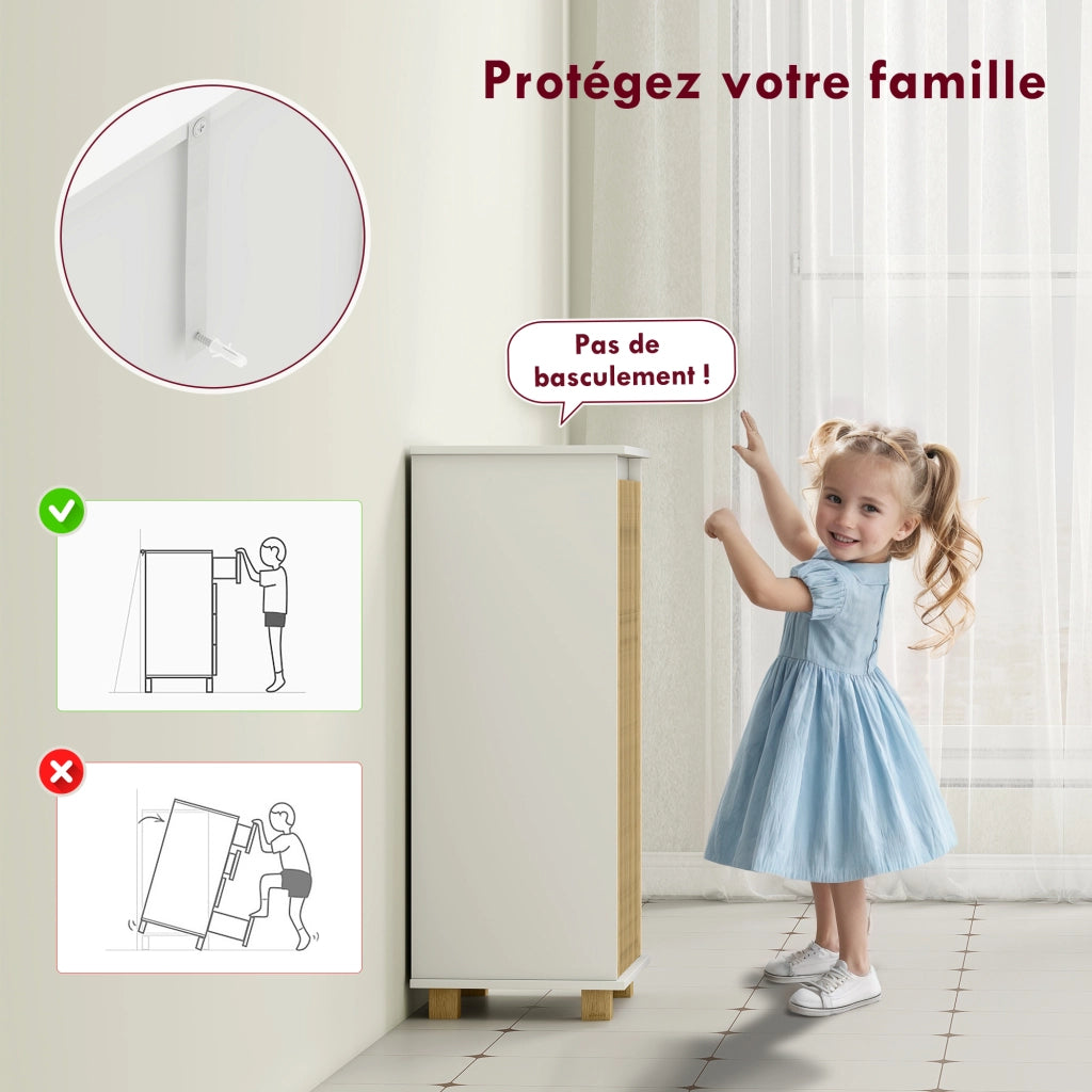 Mobile Bagno con Cestino Portabiancheria ¨C Minimal ¨C Bianco Effetto Legno 60x30x