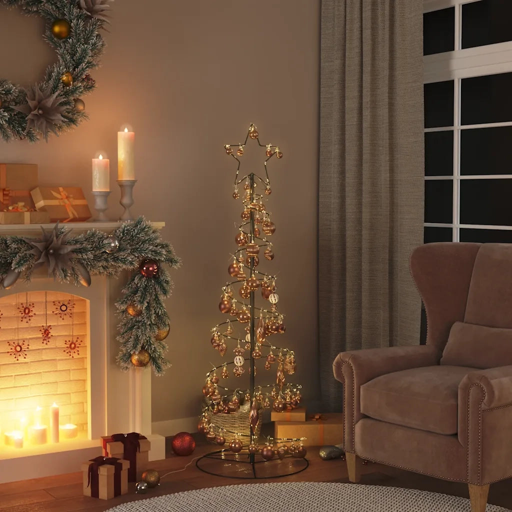 Albero di Natale a LED con Palline 100 LED Bianco Caldo 150 cm 3318571