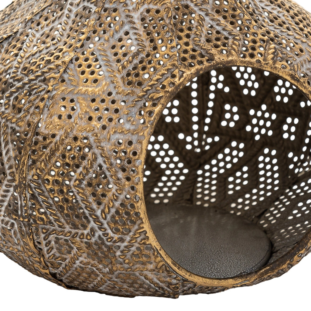 Portacandele in metallo dorato 18x17x21h