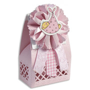 Trade Shop - 12 Scatolina Porta Confetti Bomboniera Nascita Battesimo Bimba Rosa Femmina -