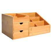 Organizzatore per Scrivania in Bamb¨´ con 2 Cassetti e 6 Scomparti ¨C zephmum ¨C 33x20,5x15,5 cm