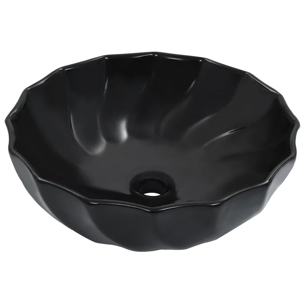 Lavandino 46x17 cm in Ceramica Nero cod mxl 40300