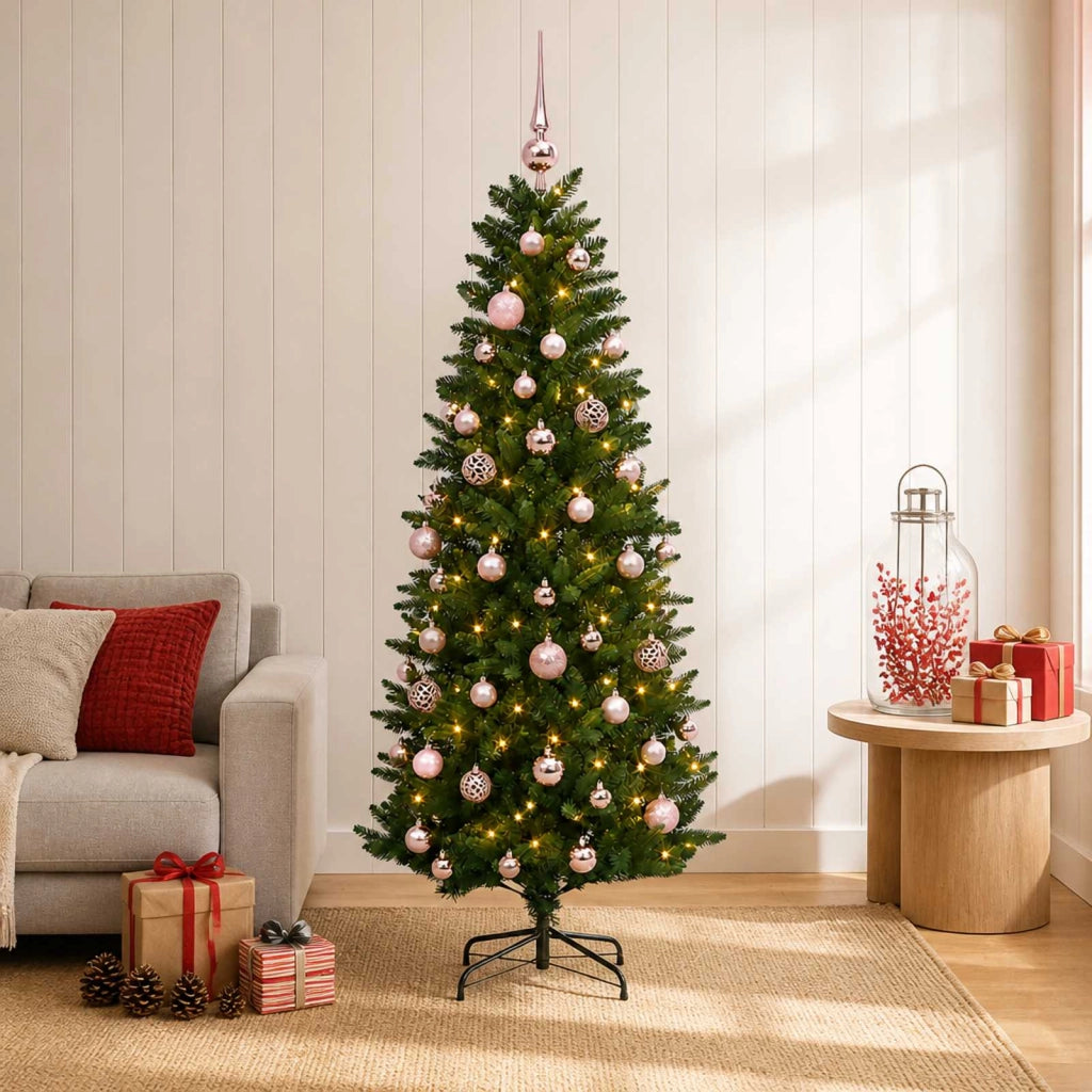 Albero di Natale Artificiale con Palline 150 cm 150 LED 3465828
