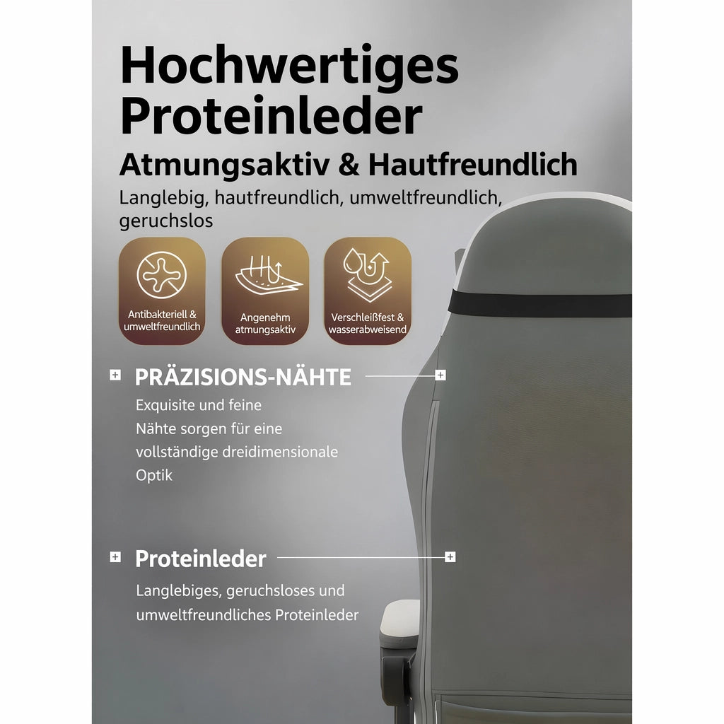 Sedia da ufficio ergonomica girevole con poggiapiedi e schienale reclinabile ruote silenziose in PVC verde polvere