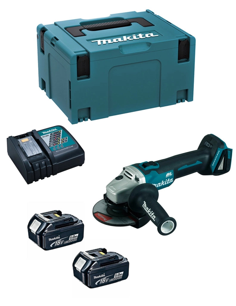 Mini-Smerigliatrice MAKITA DGA504RTJ (2 x 5,0 Ah + DC18RC + MAKPAC 3)