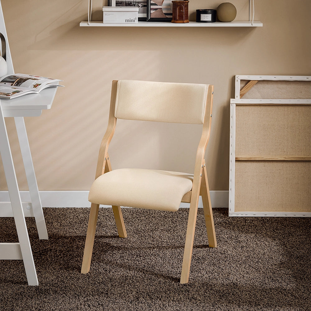 SoBuy FST40-Wx2, Lotto da 2 Sedie Pieghevoli da Pranzo con Seduta e Schienale Imbottiti, Design Elegante e Salvaspazio Sedie Pieghevoli da Interno, Perfette per Cucina, Ufficio ed Esterno, Bianco