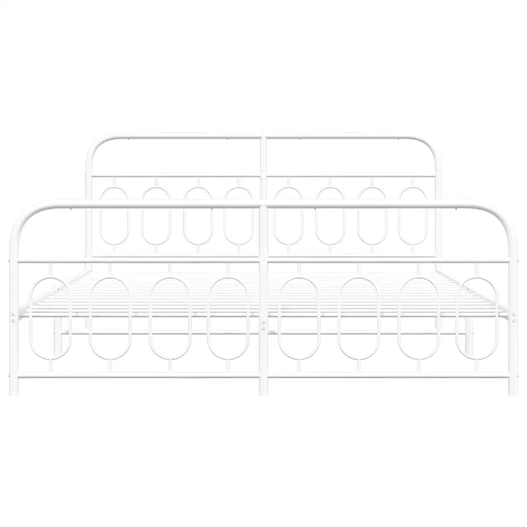 Giroletto con Testiera e Pediera Metallo Bianco 183x213 cm 377189