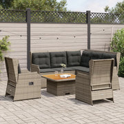 vidaXL Set Divani da Giardino 6 pz con Cuscini in Polyrattan Grigio