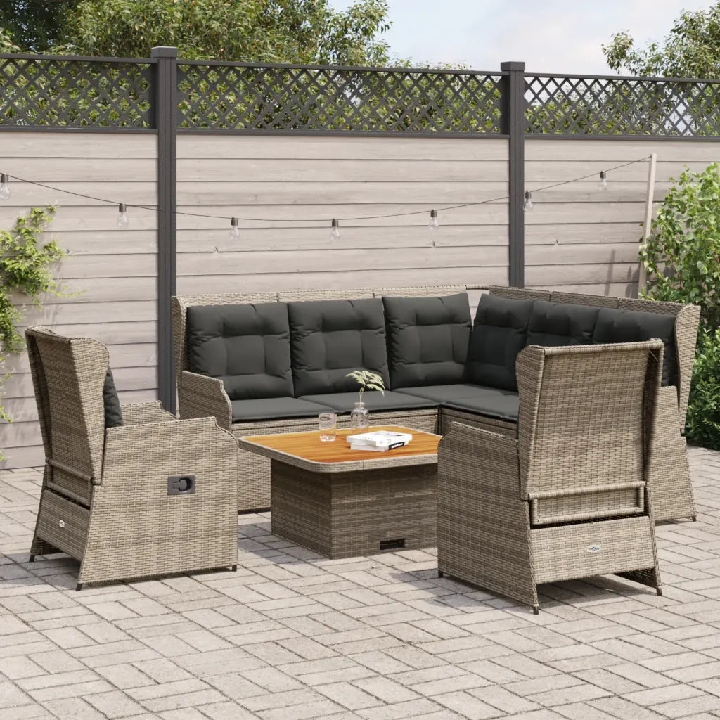 vidaXL Set Divani da Giardino 6 pz con Cuscini in Polyrattan Grigio