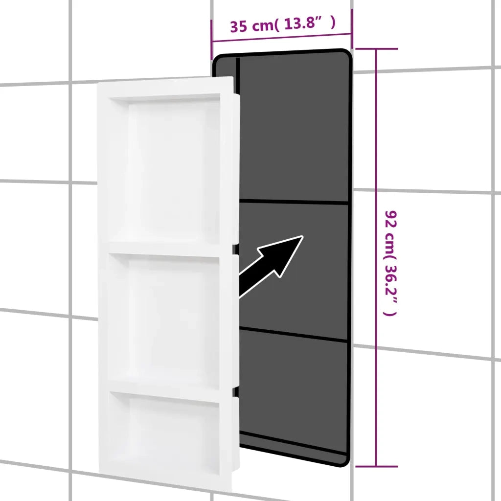Nicchia da Doccia con 3 Scomparti Bianco Lucido 41x99x9 cm CFW7857417