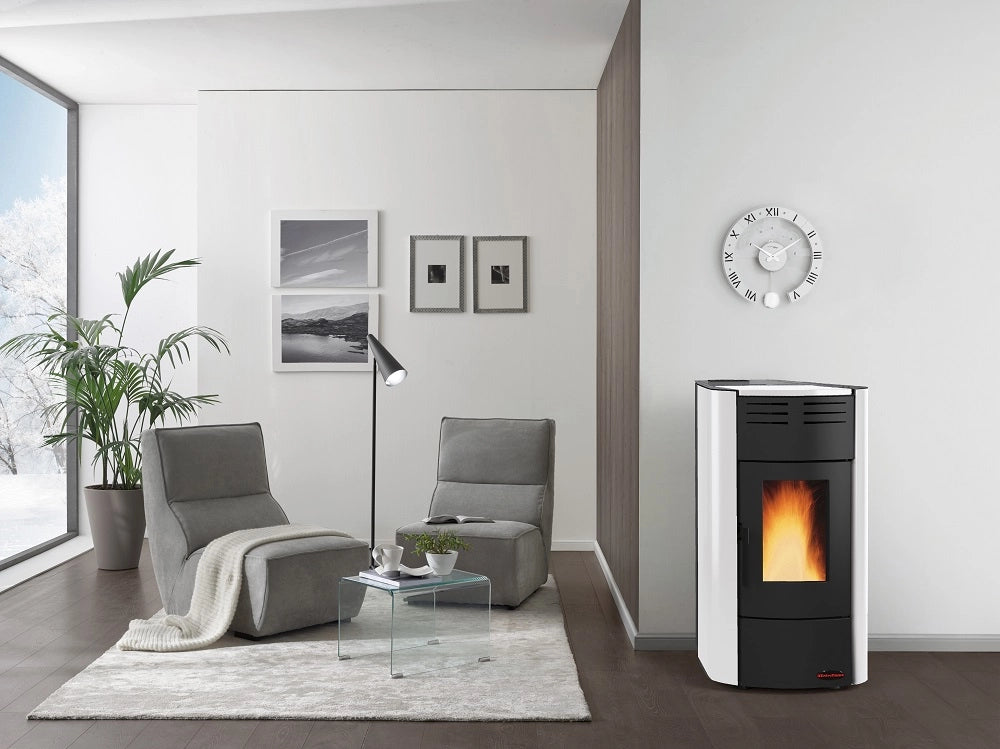 TERMOSTUFA STUFA A PELLET 20,3 KW RAFFAELLA IDRO H15 BIANCA NORDICA EXTRAFLAME