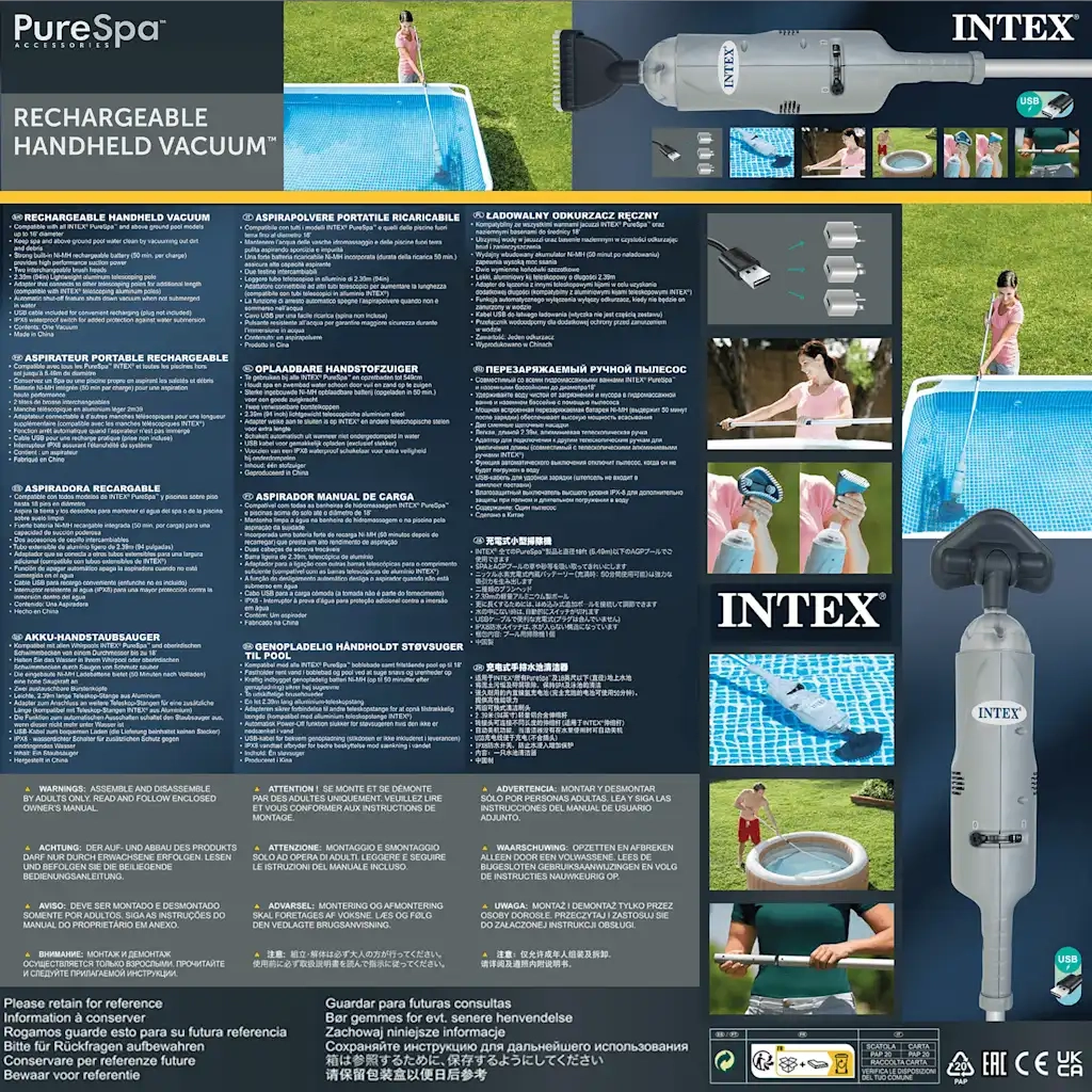 INTEX Aspiratore Ricaricabile per Spa e Piscine 92574