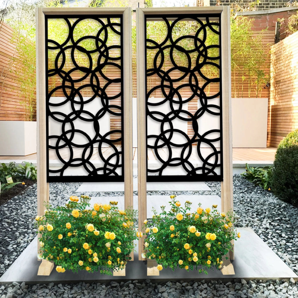 CERCHI SMALL - Separè  - Paravento modulabile - 70x190cm - in Legno e PVC Colore: nero