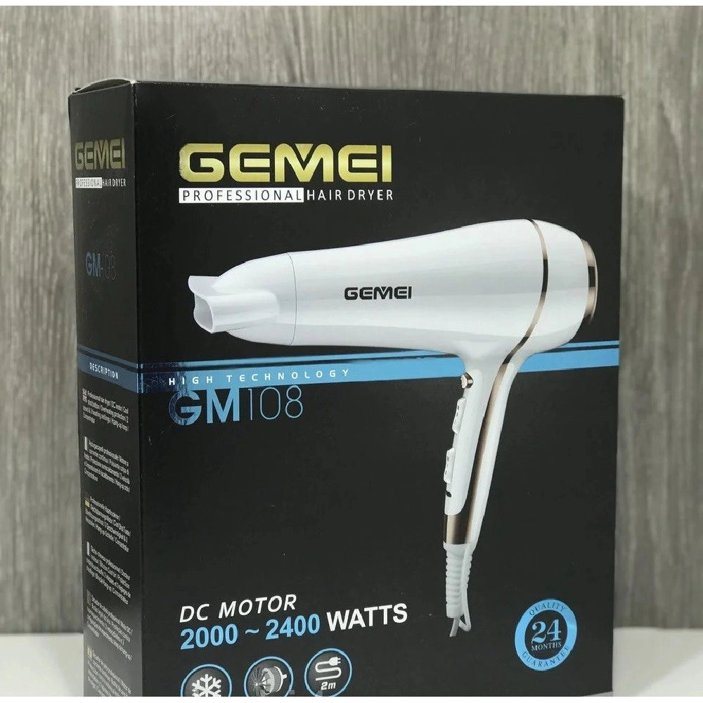 Trade Shop - Asciugacapelli Professionale 2400 W Phon Per Salone 3 Velocità Beccuccio Gm-108 -