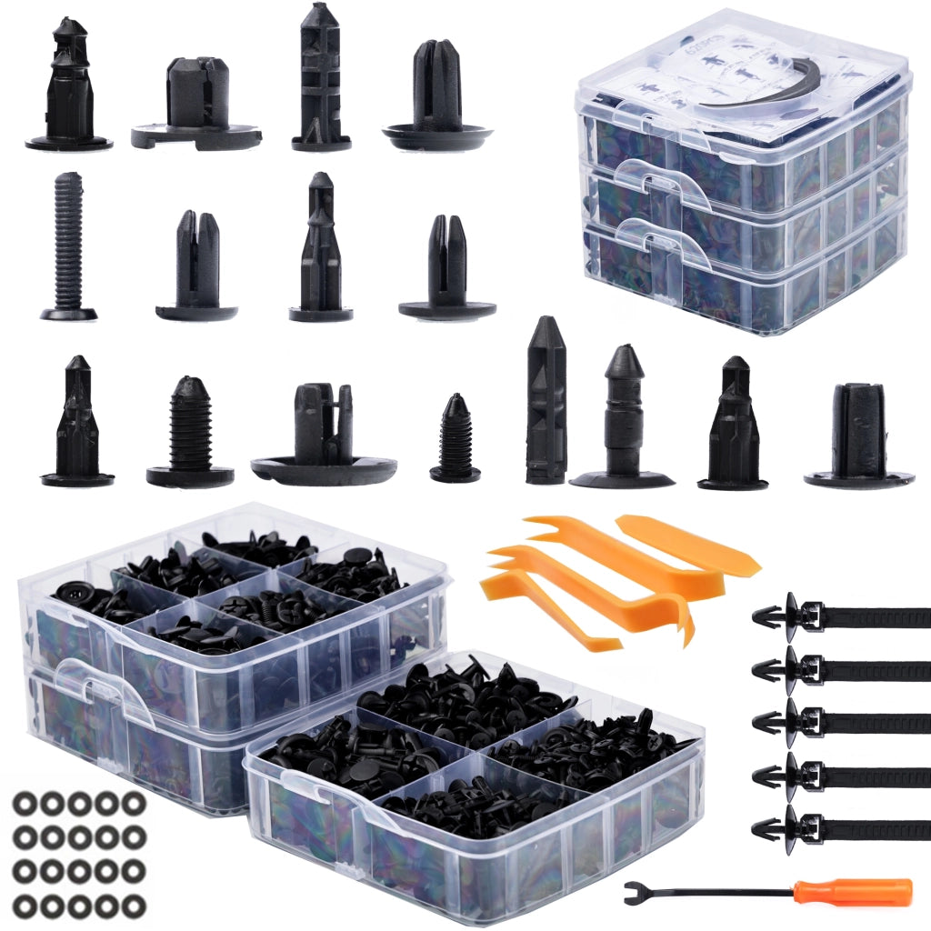 Set di Rivetti Auto Rosfix – 650 Pezzi in Scatola di Plastica | Nylon Resistente, Varie Dimensioni