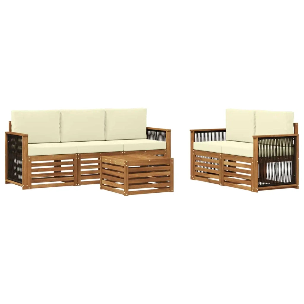 Set di divani da esterno 6 pz Naturale e Crema 3384021