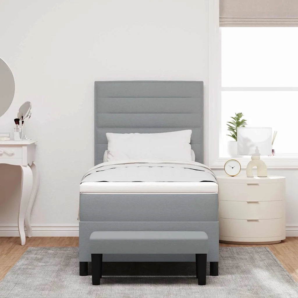 Letto a molle con testiera Grigio chiaro 100 x 200 cm Tessuto 3343967