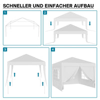 Gazebo 3 x 3 m in bianco con protezione UV 50+, tendone da giardino con lati rimovibili, tenda da festa con finestre, ad esempio per terrazze e festival