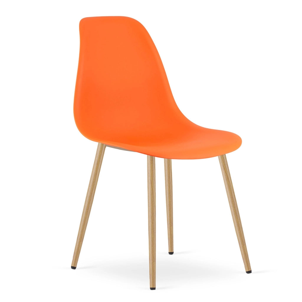 Set di 3 sedie da pranzo WAT arancioni con gambe effetto legno